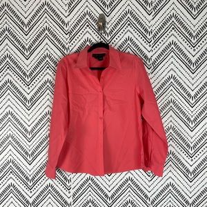 Women Nina McLemore Pink Long Sleeve Collared Cotton Button Shirt Sz 8